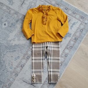 Janie and Jack Toddler Girls 2 Piece Long Sleeve Shirt And Plaid Pants Sz2T